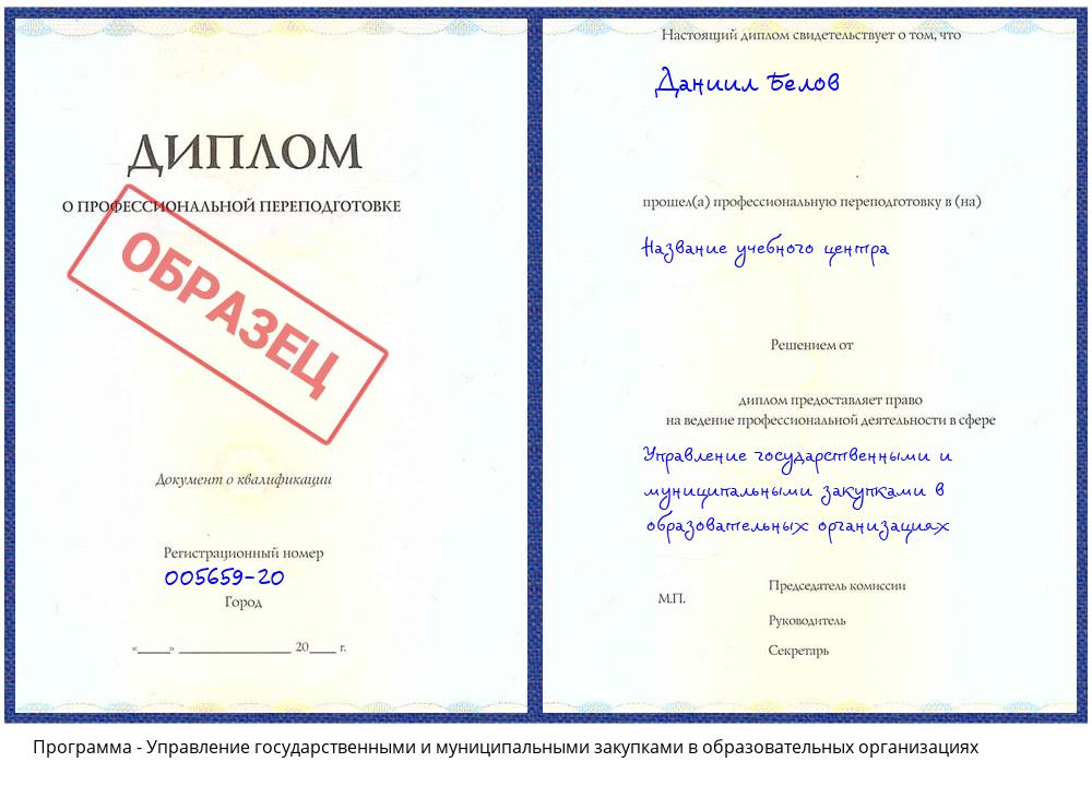 Управление государственными и муниципальными закупками в образовательных организациях Борисоглебск