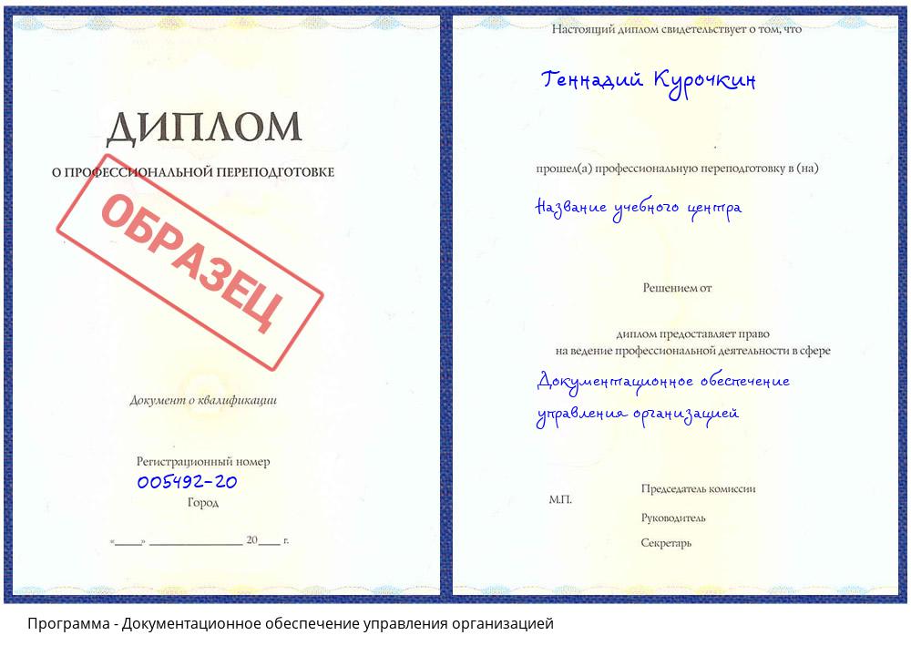 Документационное обеспечение управления организацией Борисоглебск